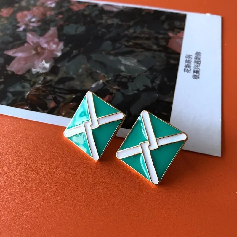 

Green Series Drip Glaze Pearl Glass Gem Five-star Pendant Needle Earrings Stone Beads Ordinary Earrings