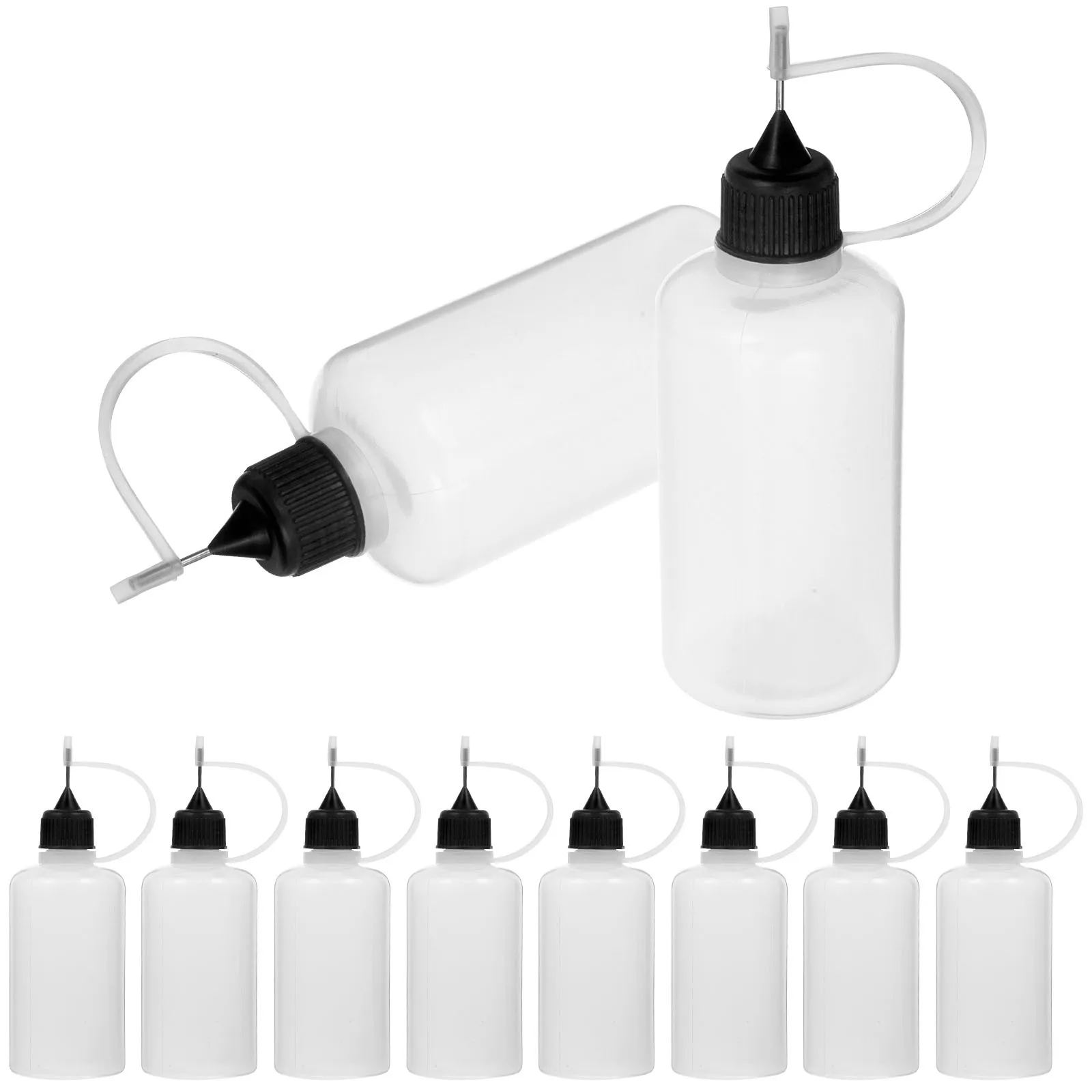 

10pcs Glue Dispenser Bottles Needle Tip Squeeze Applicator Empty 50Ml Transparent Reusable For Crafts Industrial Lab Use