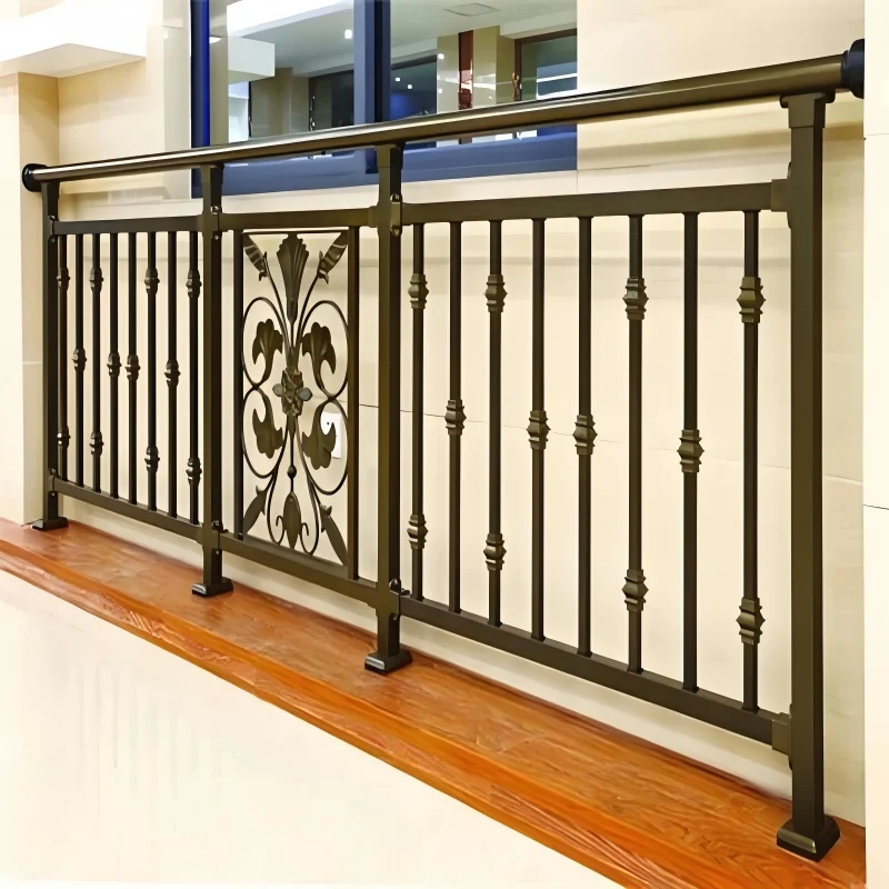Customization Wrought Iron Balcony Railings and Powder Coated Galvanized Steel Balcony Guardrail for Black and Gold Luxury Villa