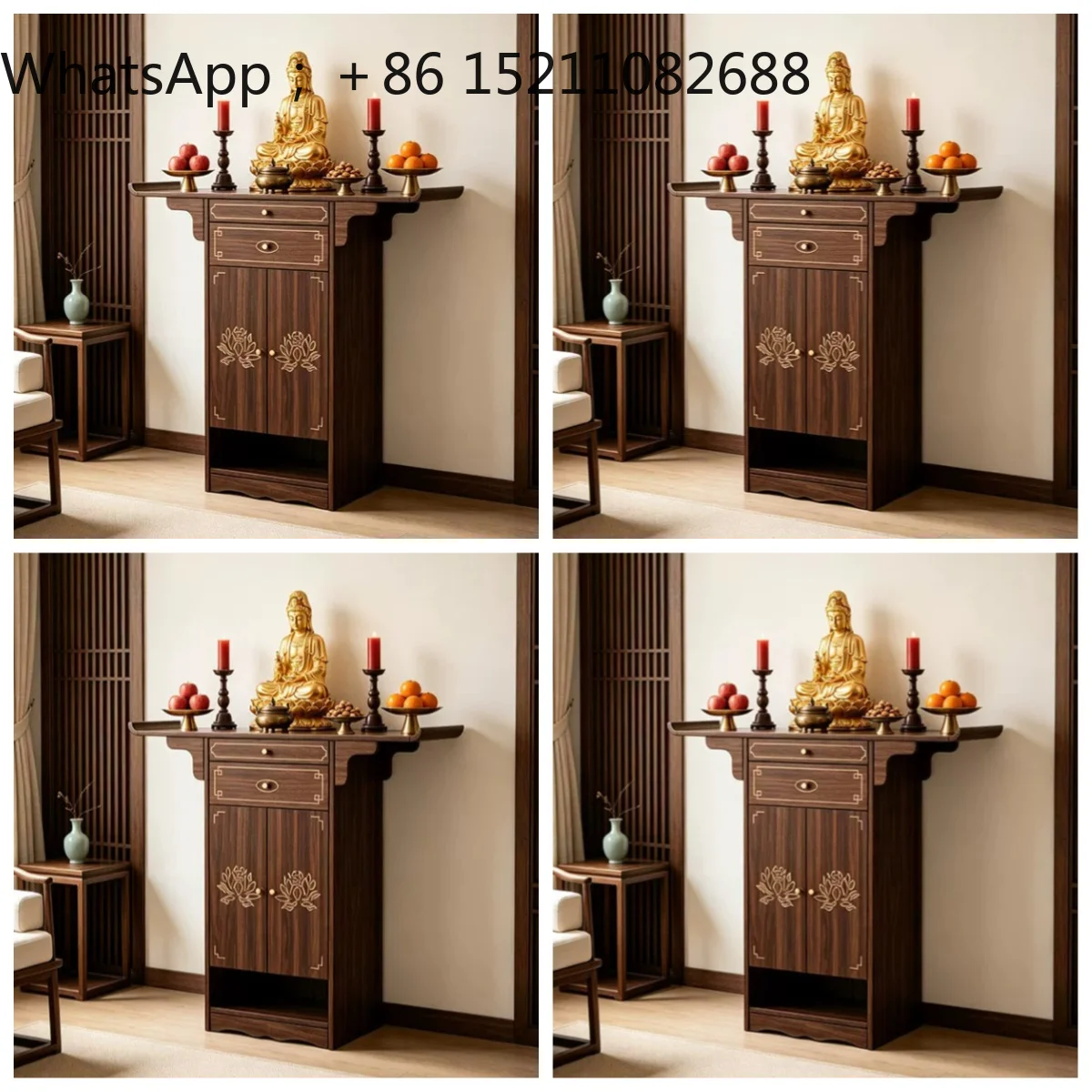 SCY thickened wooden casket household Buddhist platform, living room incense case offering platform