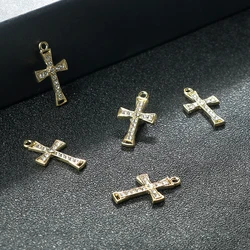 New Crystal Cross Pendant Jewelry Accessory Prayer Jesus Cross Bracelet Necklace Connector Charms for Earring DIY Making