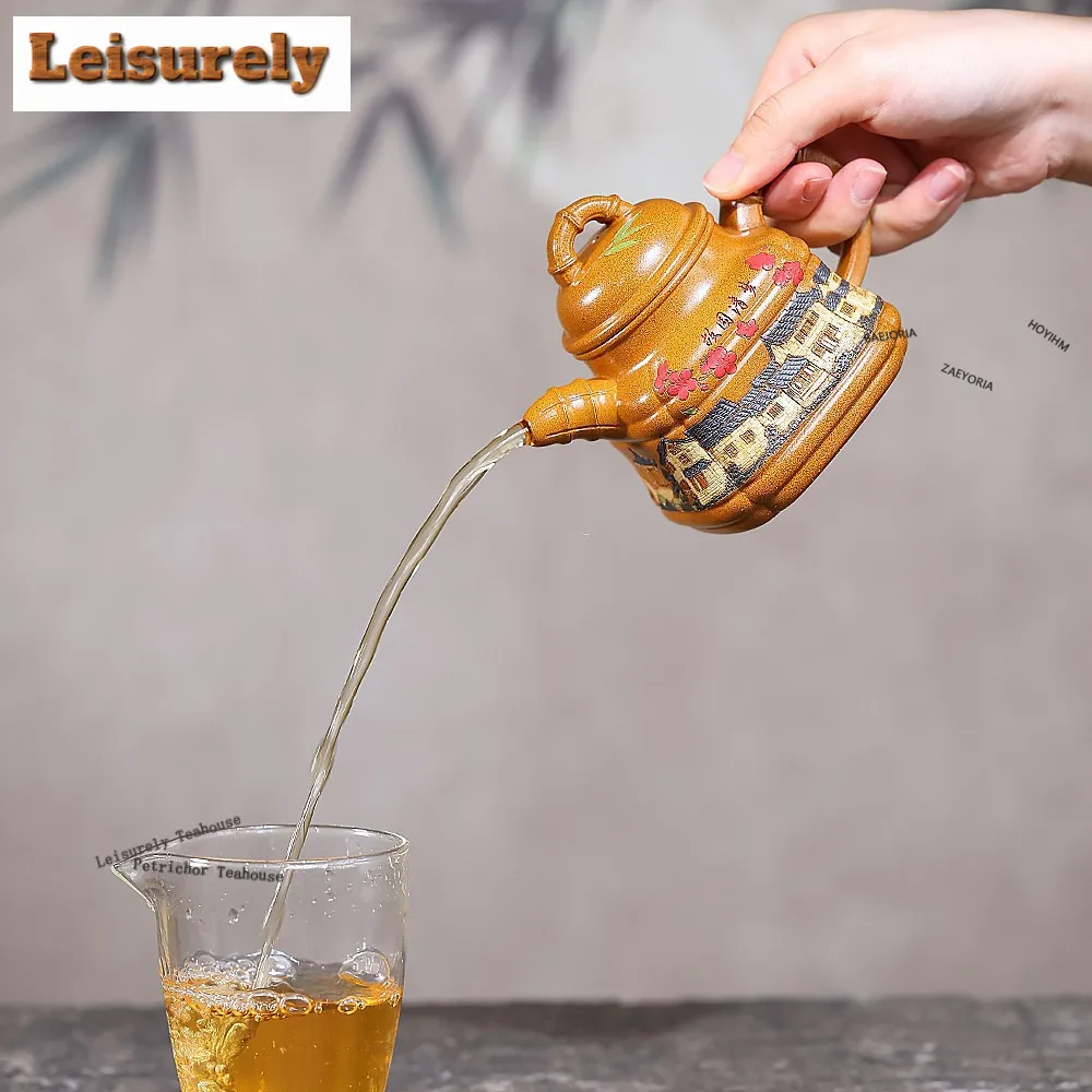 250ml Authentic Yixing Purple Clay Teapots Famous Master Handmade Hometown Pot Raw Ore Gold Section Mud Kettle Zisha Tea Set