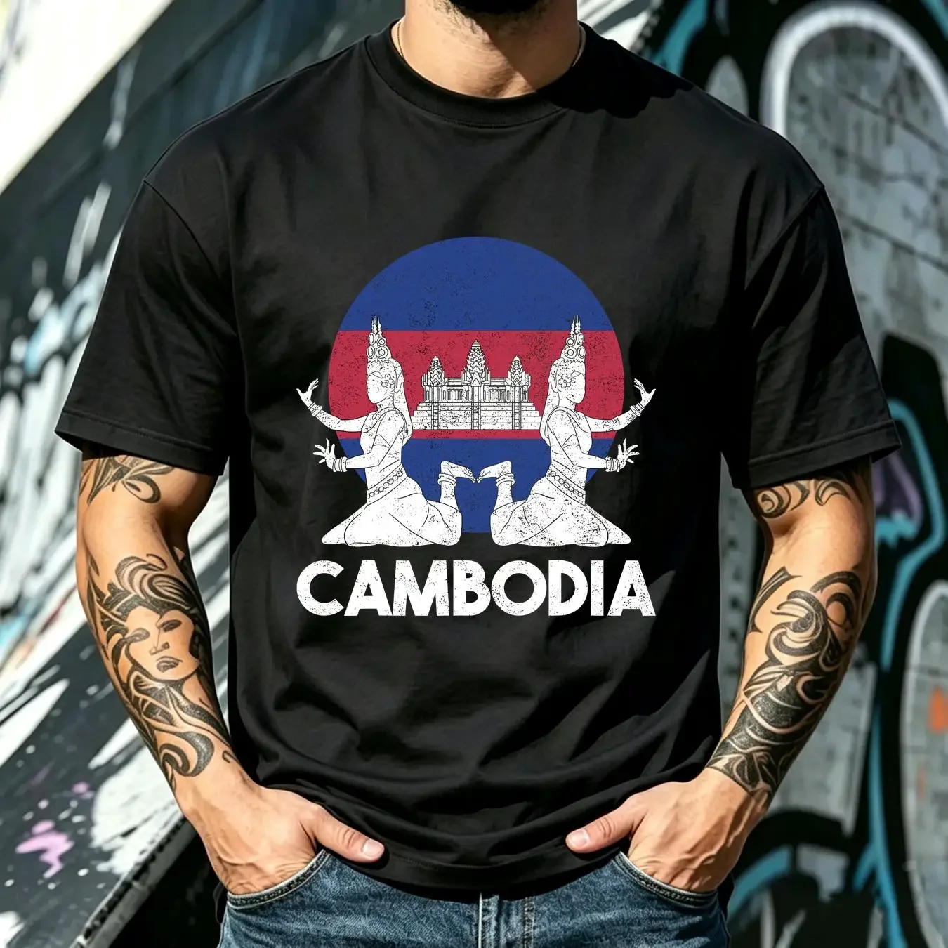 washed T Shirt NEW LIMITED Cambodia Cambodian Khmer Traditional Dance Apsara Temple long or short sleeves vintage Washed