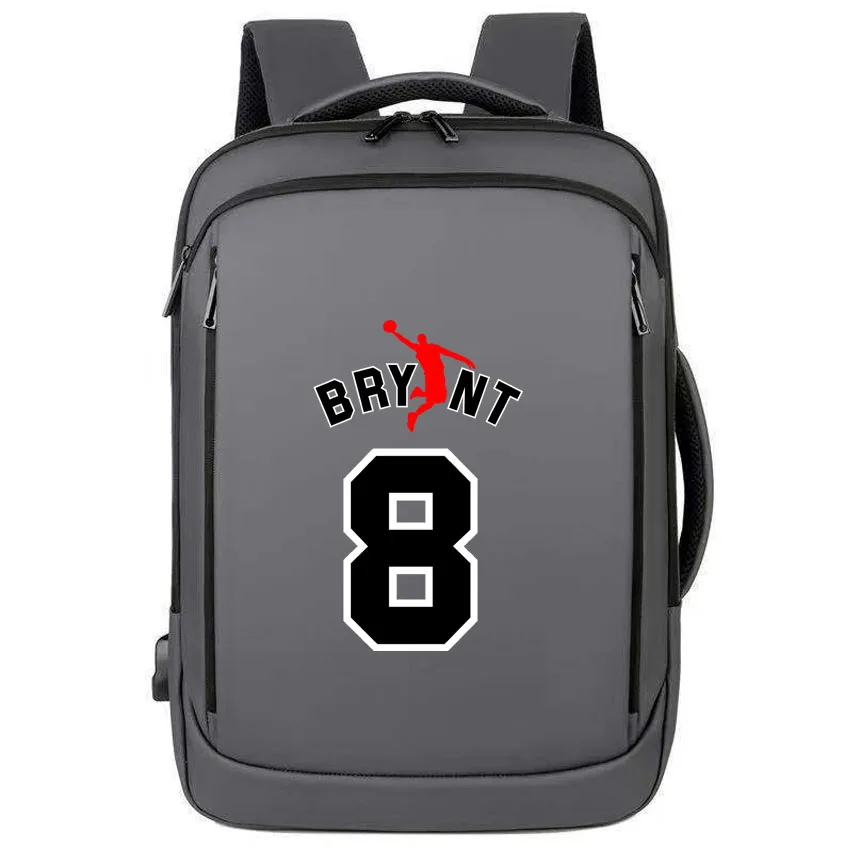 Women Man Travel Street  BRY NT Number 8 Pattern Printed Backpack Water Repellent Bag Strap USB Charging Port Laptop Backpack