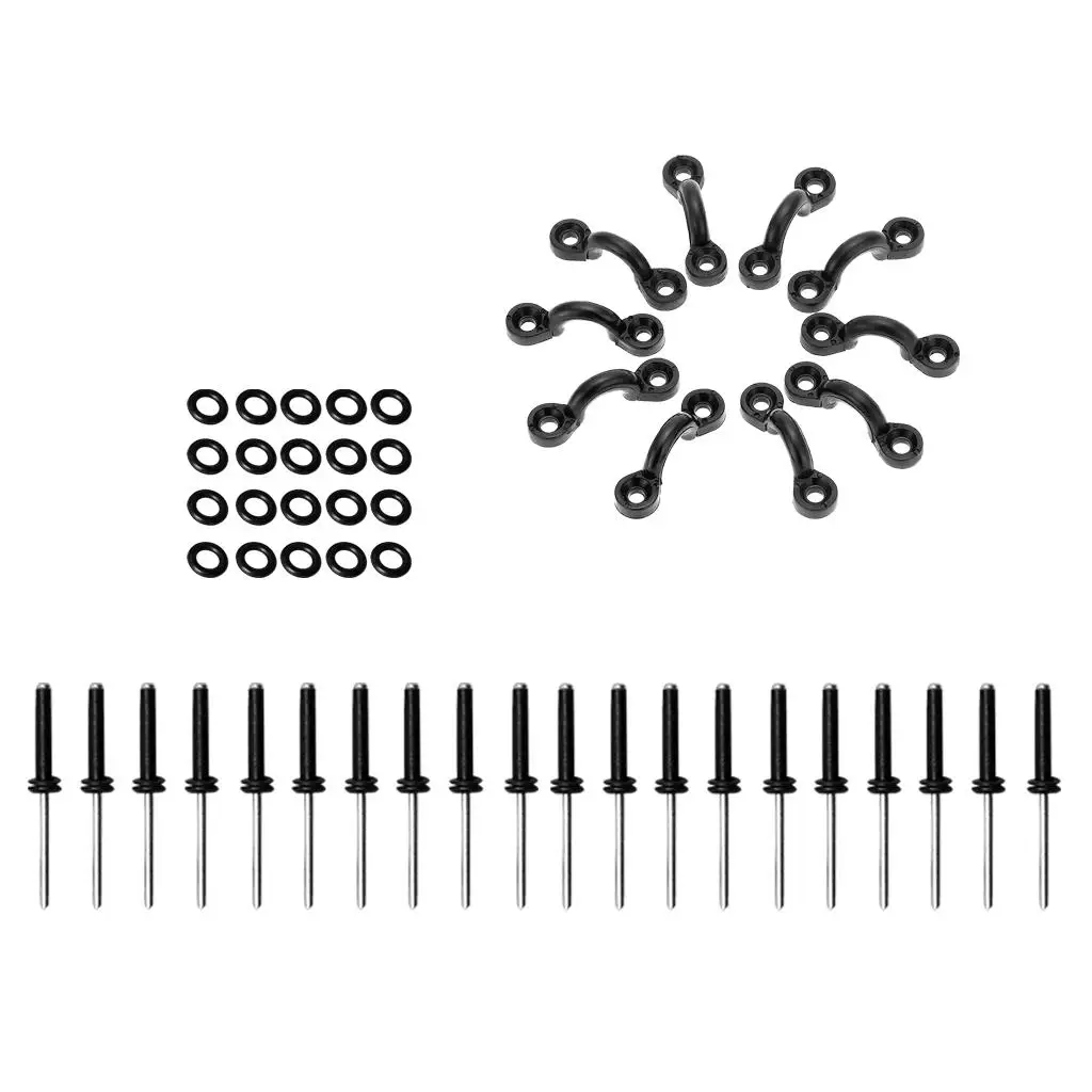 Durable Nylon Padeye Deck Loops Kit with Screws and Rivets Marine Accessory for Kayak Parts and Boat Supplies