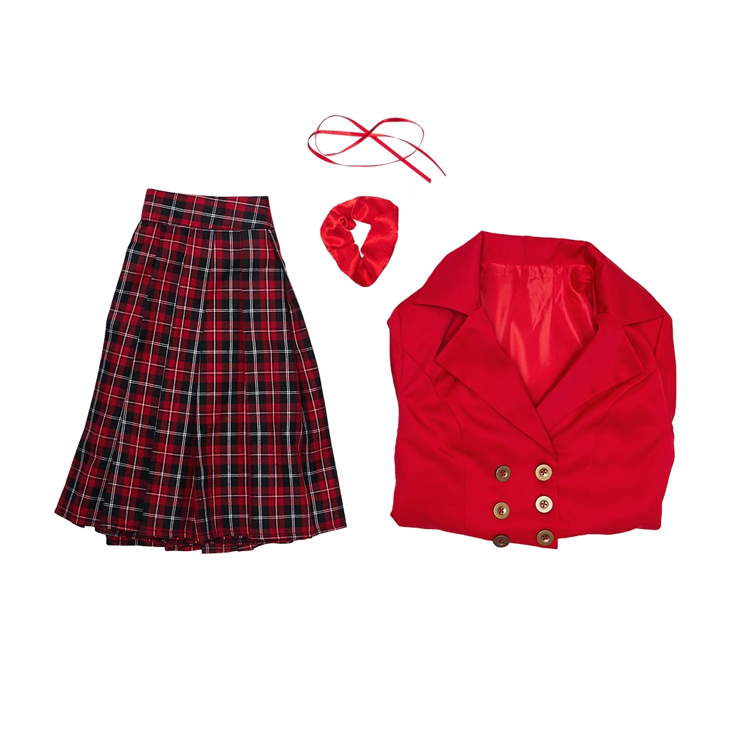 Musical the Heathers 3 Cosplay Madelaine Petsch Cosplay Jaqueta Vermelha Feminina Saia Halloween Carnaval Roupas de Desempenho de Palco