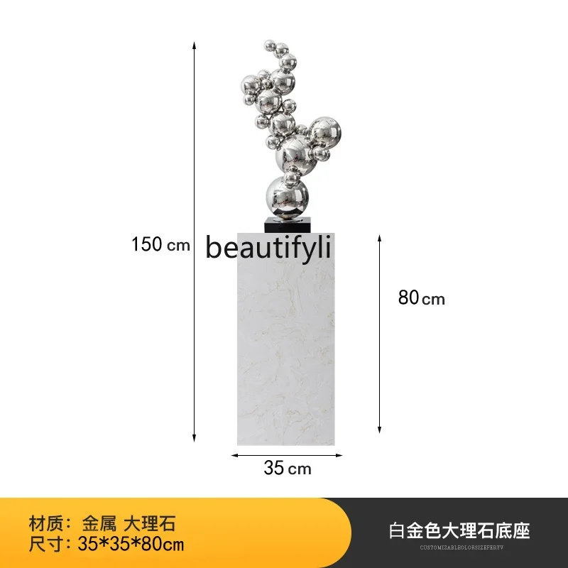 Art geometric metal ball sculpture living room floor ornament stainless steel staircase corner art decoration