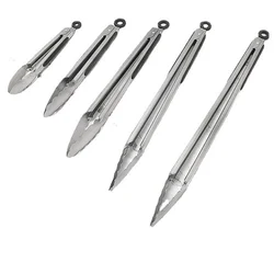 Steel food tongs BBQ grill tools 9 inch 12 inch 14 inch 16 inch factory wholesale stainless steel food tongs
