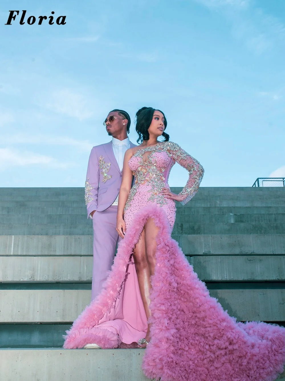 

African Pink Split Side Evening Dresses With Tiered Skirt Customized One Shoulder Beaded Party Dress Aso Ebi Wedding Prom Dress