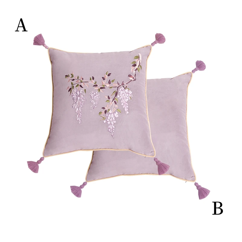 

Luxury Embroidered Vintage Wisteria PlantsThrow Pillowcase Cushion Cover 45x45cm 50X50cm