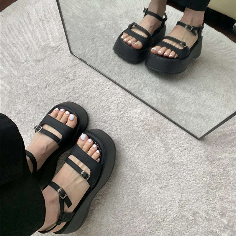 2024 Summer Gladiator Platform Women Sandals Fashion Elegant Open Toe Shoes Ladies Outdoor Dress Platform Flats Sandalias