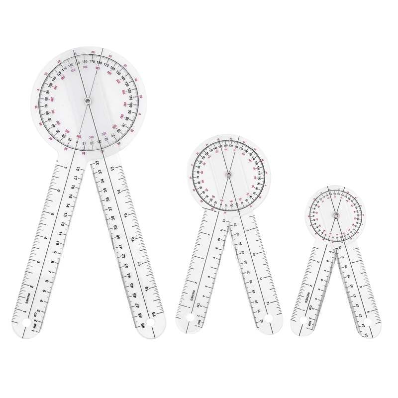 3Pcs/Set Spinals Goniometer Protractors Userful Multi-Ruler Goniometer Angle Spinal Ruler 360 Degree 180 Degree