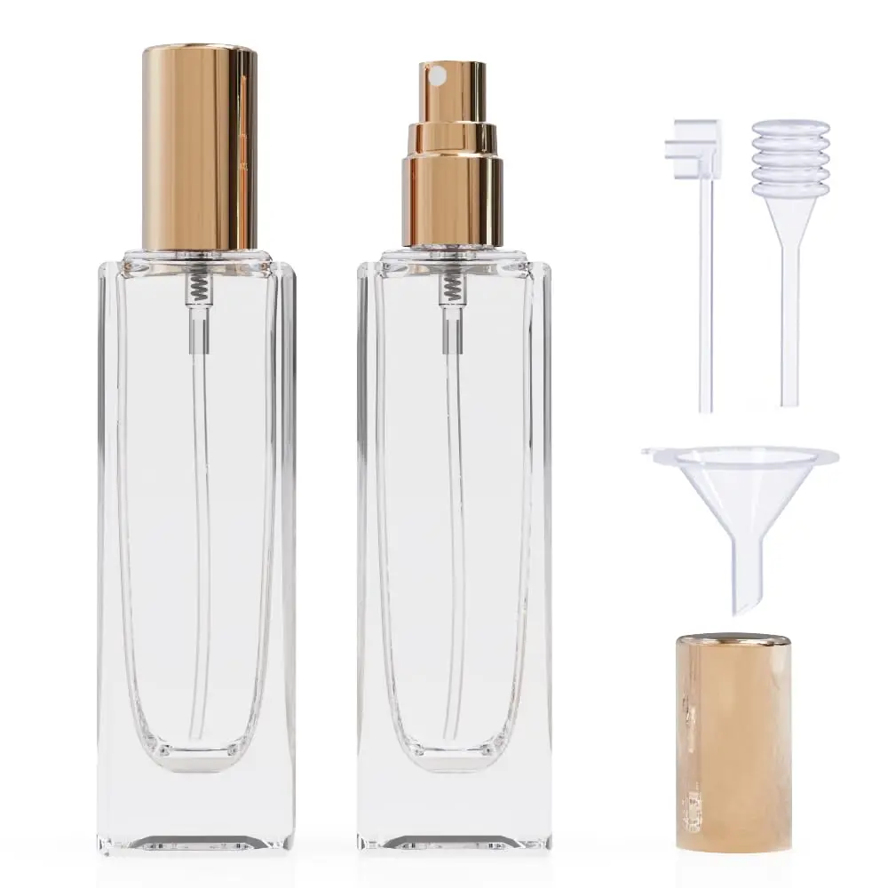 2pcs Perfume Bottle Spray Empty Perfume Atomizer Refillable with 3 Accessories Leak-proof Fine Mist High-end Travel Bottle(30ml)