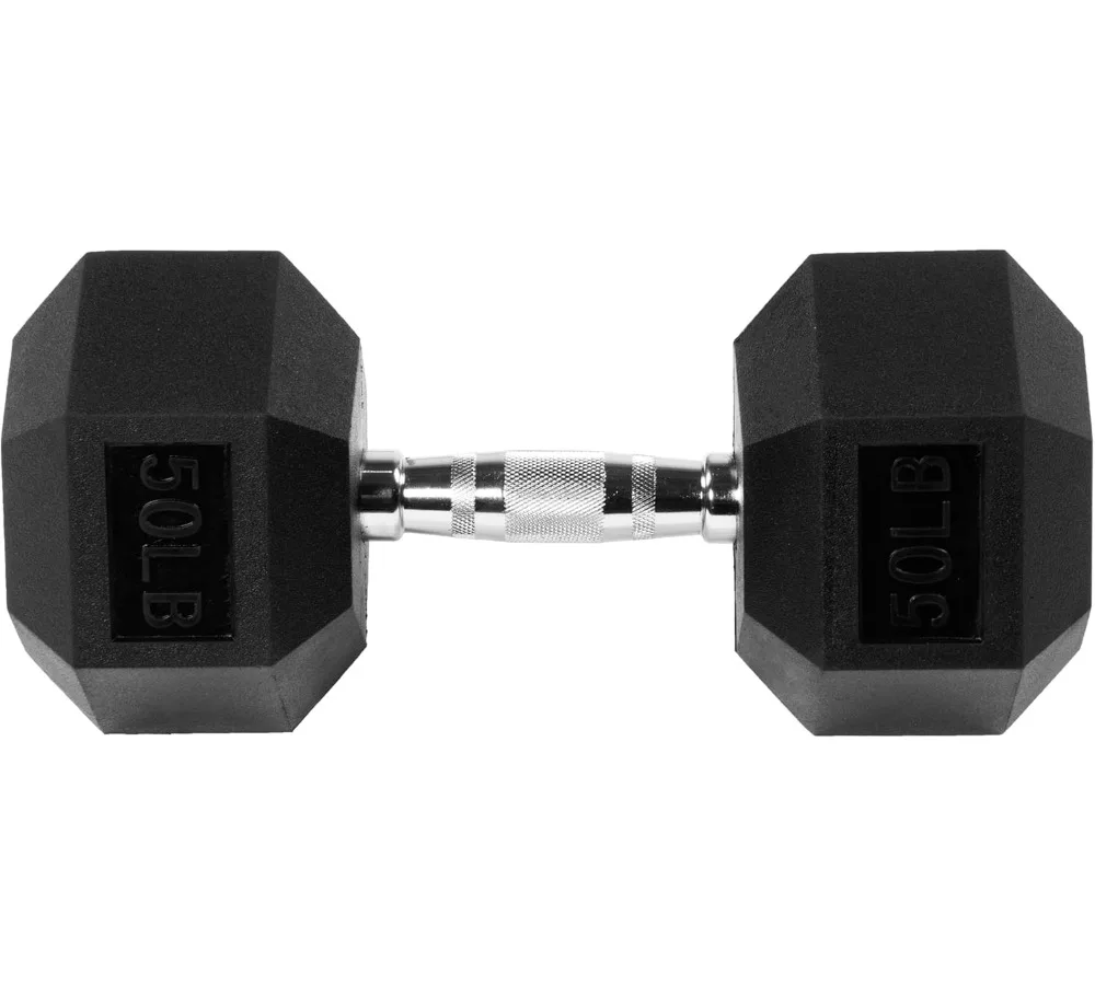 دمبل سداسي مغلف بالمطاط، مقبض معدني مضاد للانزلاق لتمارين صالة الألعاب الرياضية المنزلية، متوفر بمقاسات متعددة