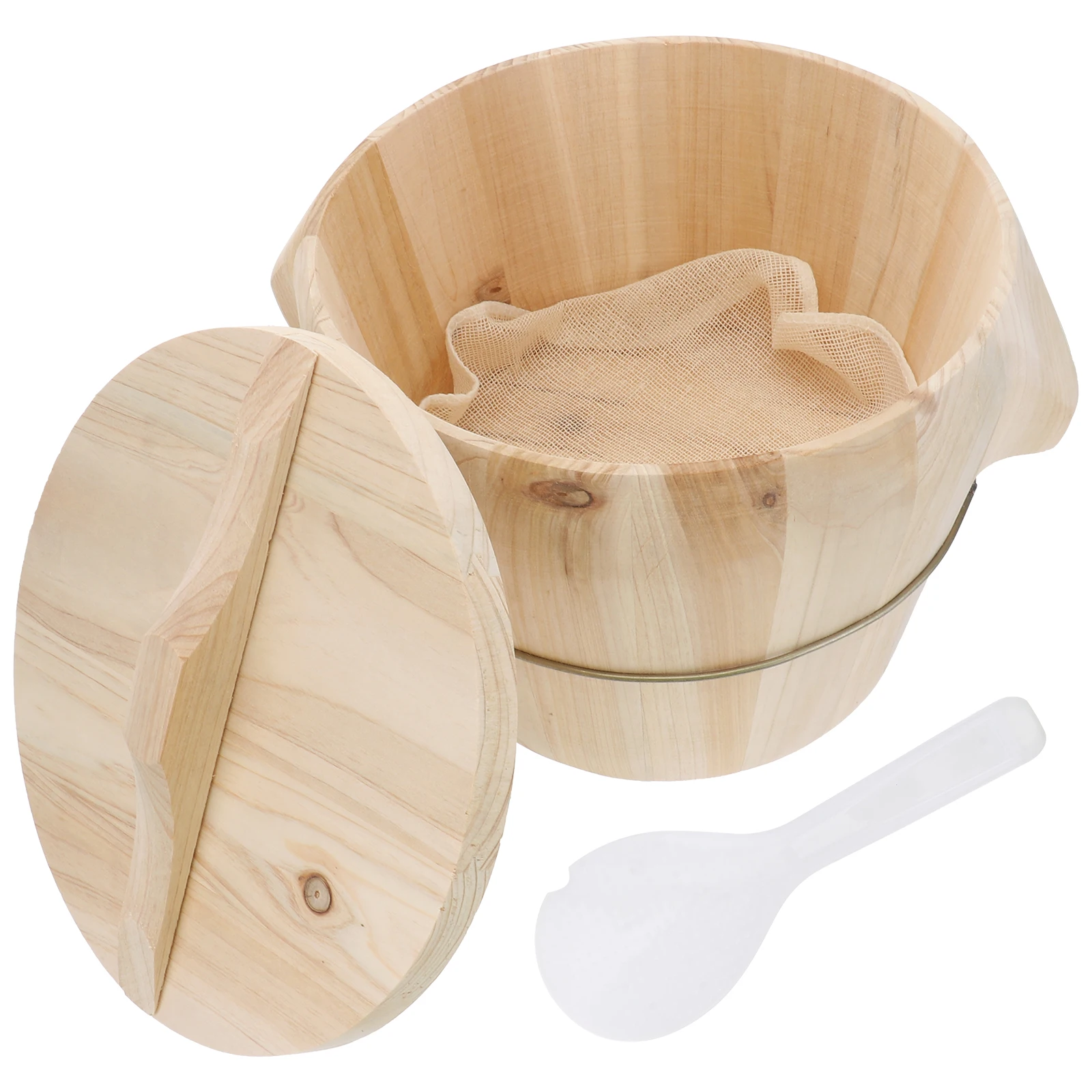 

Wooden Steamer Bucket Rice Steamer Natural Wood No Odor Long Lasting Smooth Surface Easy Cleaning Kitchen Supply