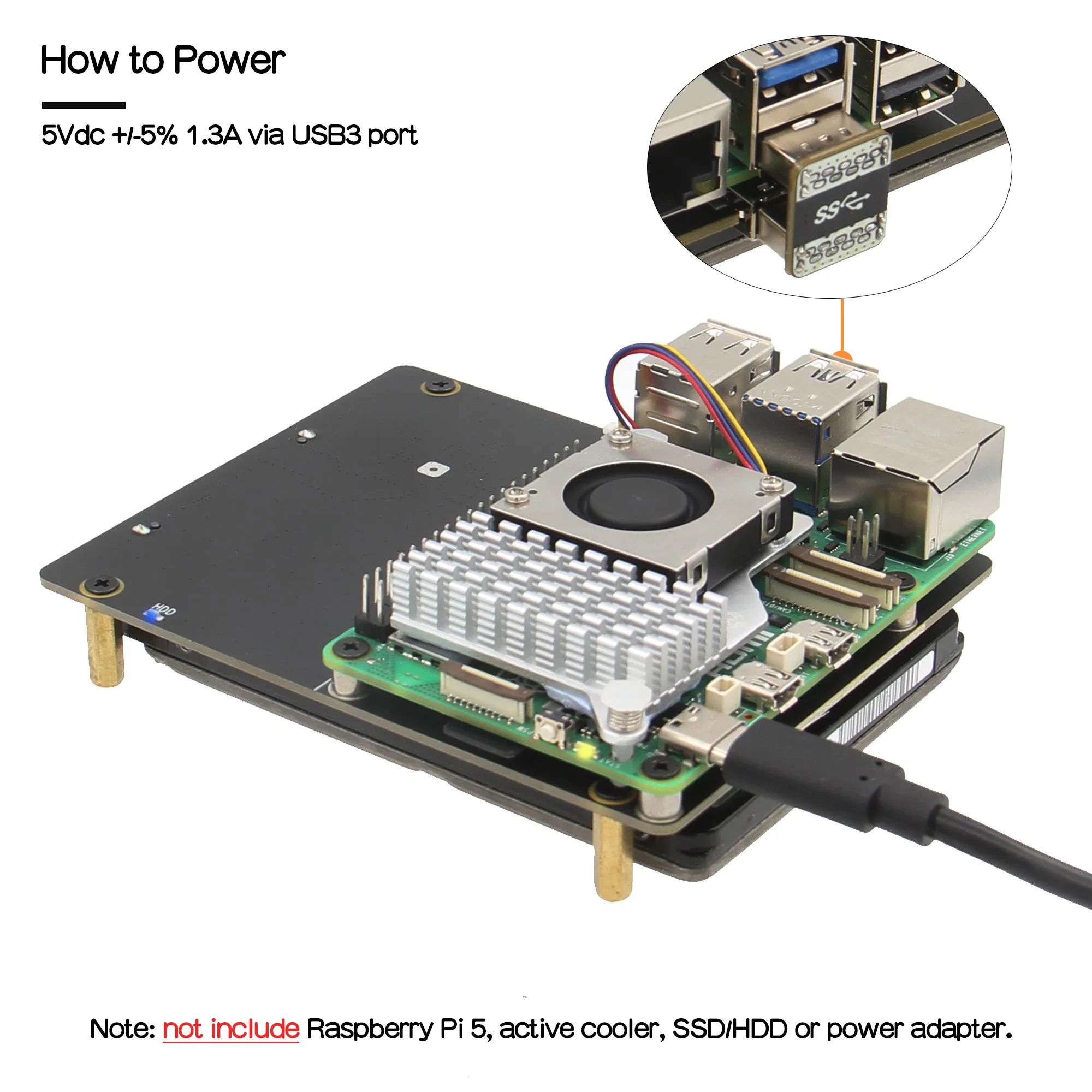 Geekbord X1100 2.5 inch SATA HDD / SSD Shield for Raspberry Pi 5