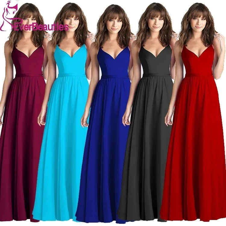 

V Neck Prom Dresses Chiffon A Line Vestidos Para Eventos Especiales Bridesmaid Dresses Evening Party Gowns Vestidos De Gala