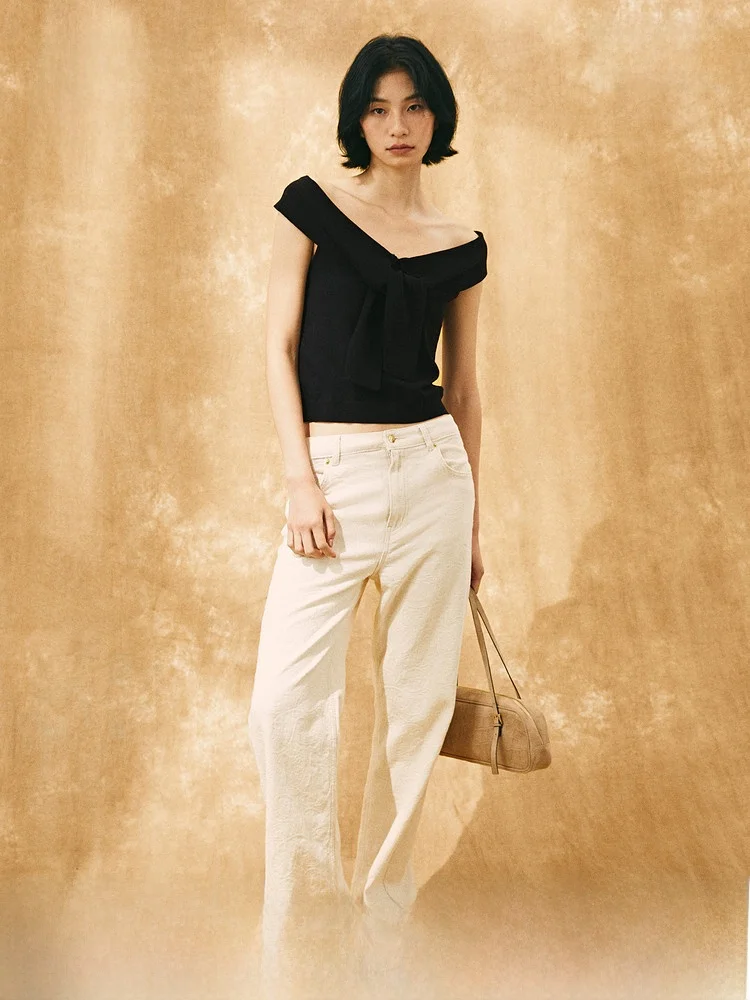 

H&M Women's Knitted Sweater Spring Draped oulder Buxom Neline Svel Top Soft Medium Nylon Viscose Regular Fit