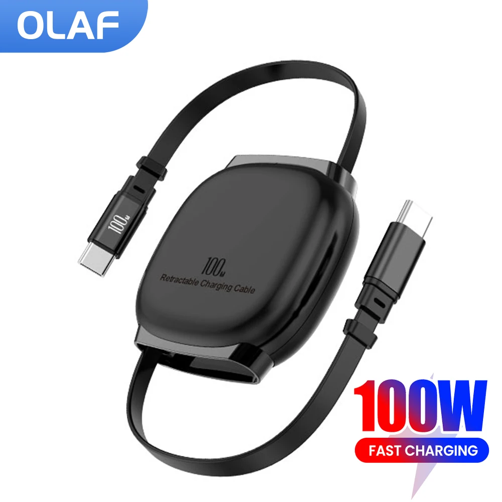 100W Retractable Type C To Type C Cable PD Fast Charging Phone Cable For Iphone 15 16 Samsung Notebook USB C Data Cable Wire