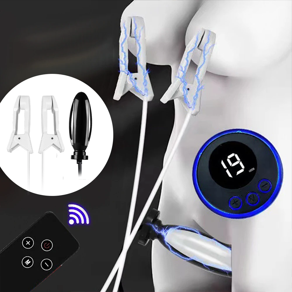 Bdsm مزدوج الاختراق المكونات الشرج الاهتزاز صدمة كهربائية الجنس لعب آلة الوثن الحلمة المشبك أداة مثير التسوق الكبار الاباحية 18 +