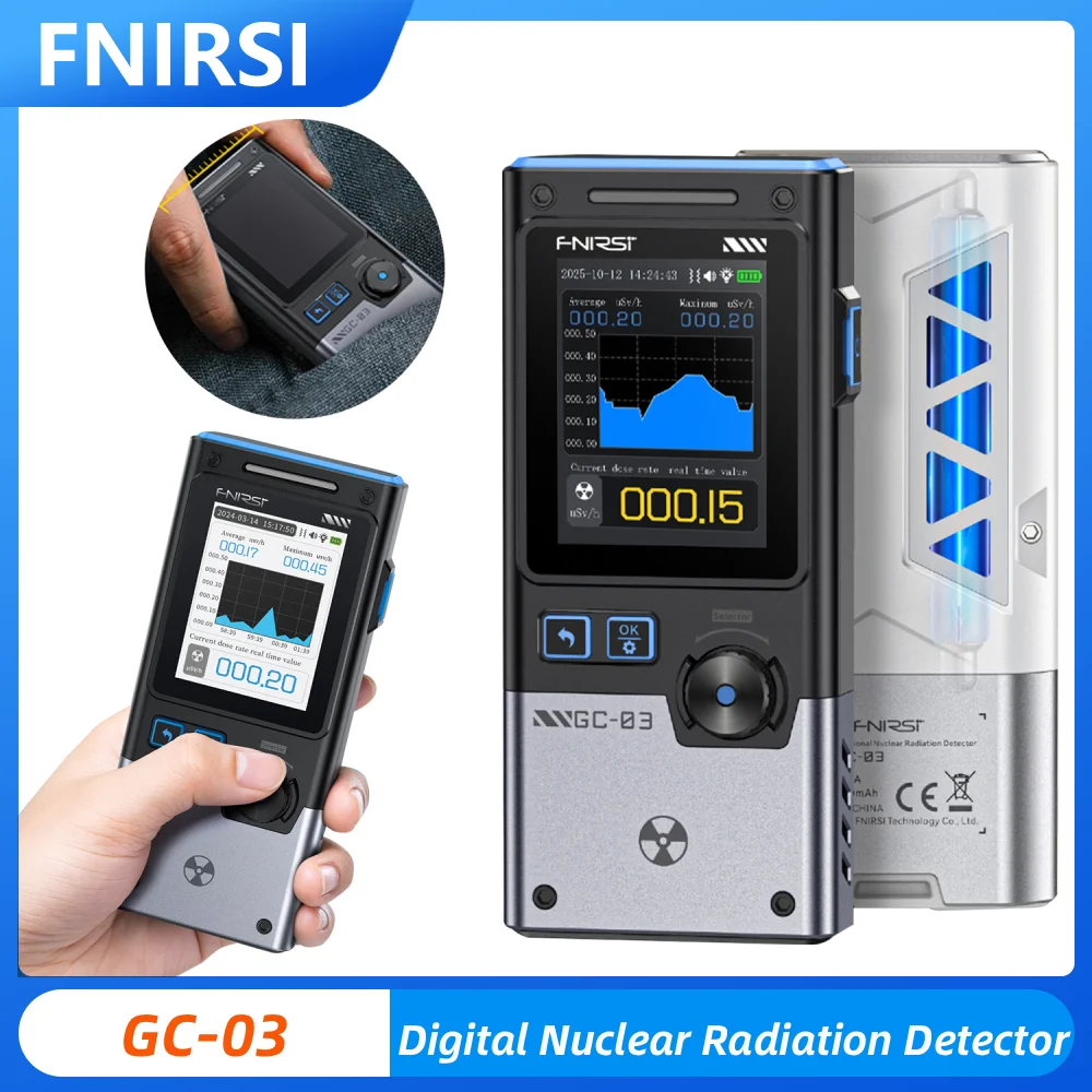 

FNIRSI GC-03 Digital Nuclear Radiation Detector With 1500mAh Battery 3in1 HD Color Screen Alarm Nuclear Radiation Tester