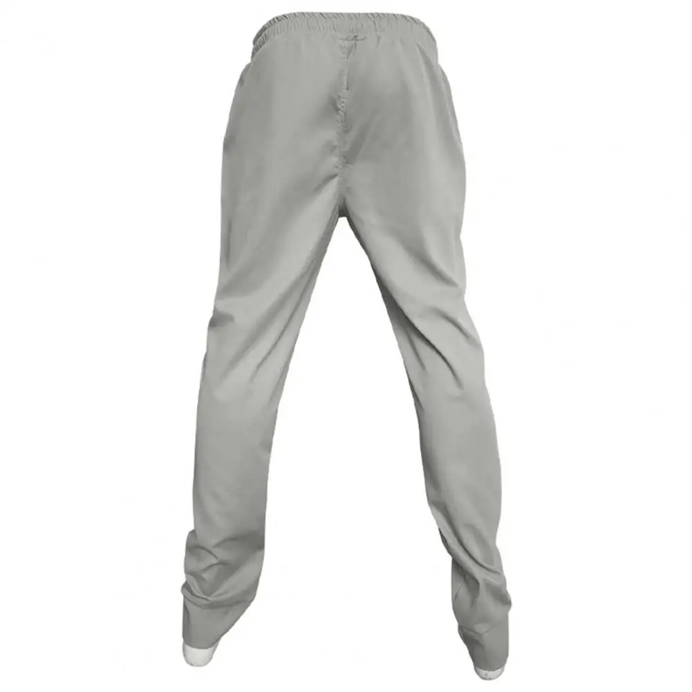 

Solid Color Pants Cargo Pants Soft Casual Men's Pants with Elastic Waist Drawstring Ankle-banded Pockets Ideal for Commute