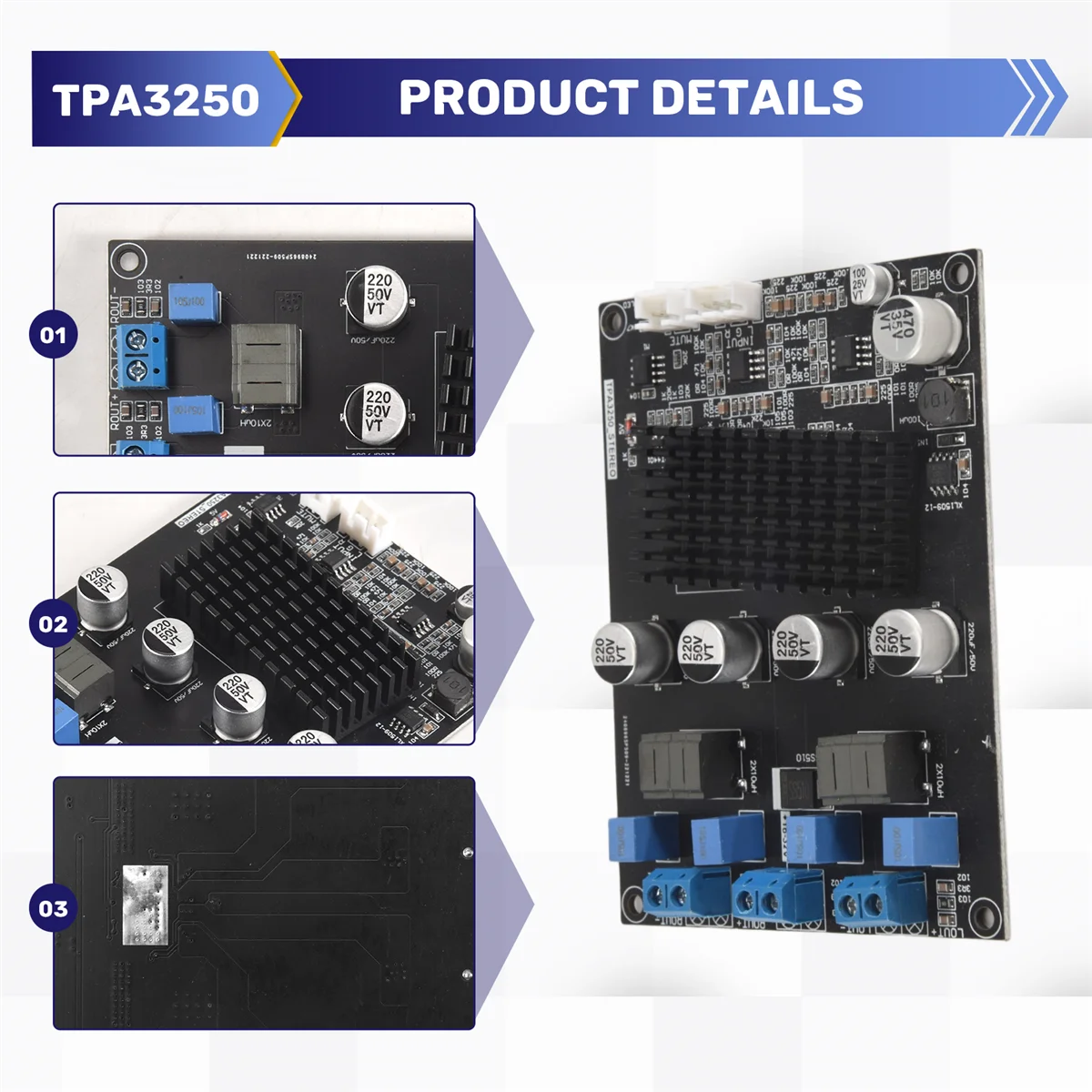 A51I TPA3250 Scheda amplificatore digitale 130Wx2 Scheda amplificatore audio in classe D ad alta potenza 4A 32V con cavo schermato XH2.54mm-3P