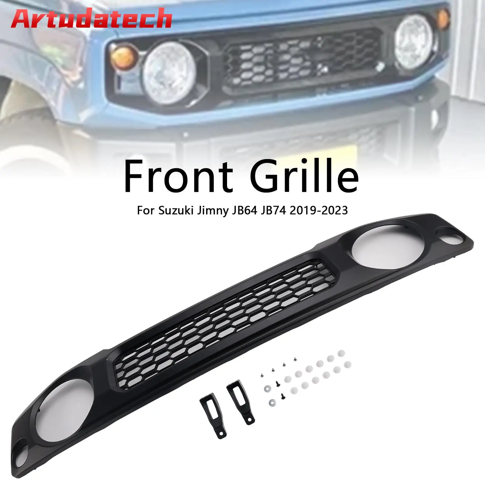 Artudatech Black Honeycomb Front Bumper Grille Grill Fit Suzuki Jimny JB74 2019-2023 2020 2021 2022