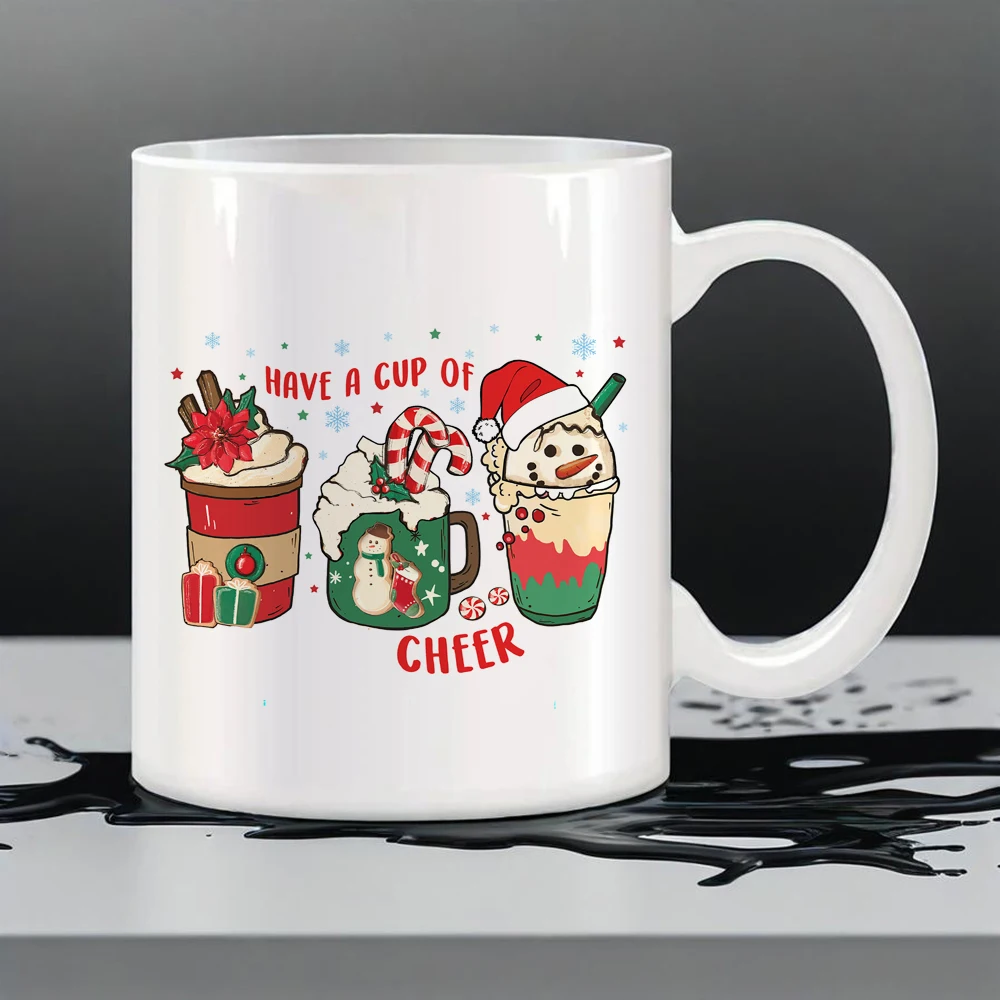 

Рождественская тематическая кофейная кружка, праздничный подарок, кружка с конфетной тростью, снеговик, олень, чашки для завтрака, милая рождественская чашка Санта-Клауса, посуда для напитков, кружки