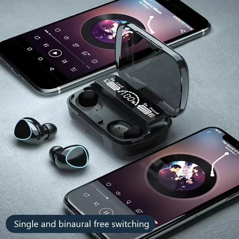 Basix Bluetooth Headphones Earpods Sports Stereo Noise Canceling Wireless Headphone Microphone Speaker with LED light headphones