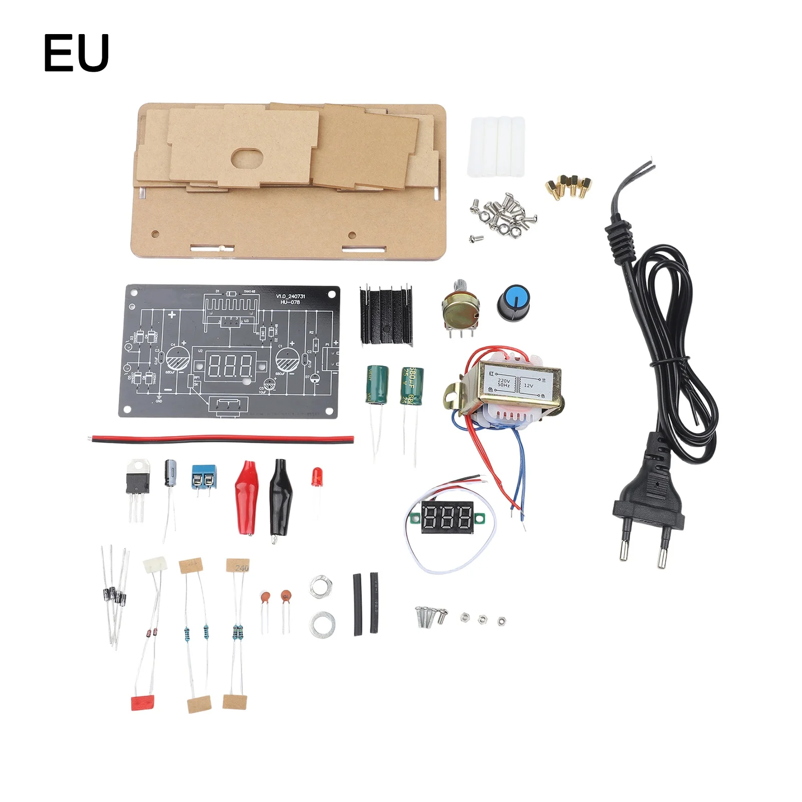 LM317 Adjustable Power Supply DIY Kit DC Regulated Voltage Module With Voltmeter For Electronics Student Learning And Testing To