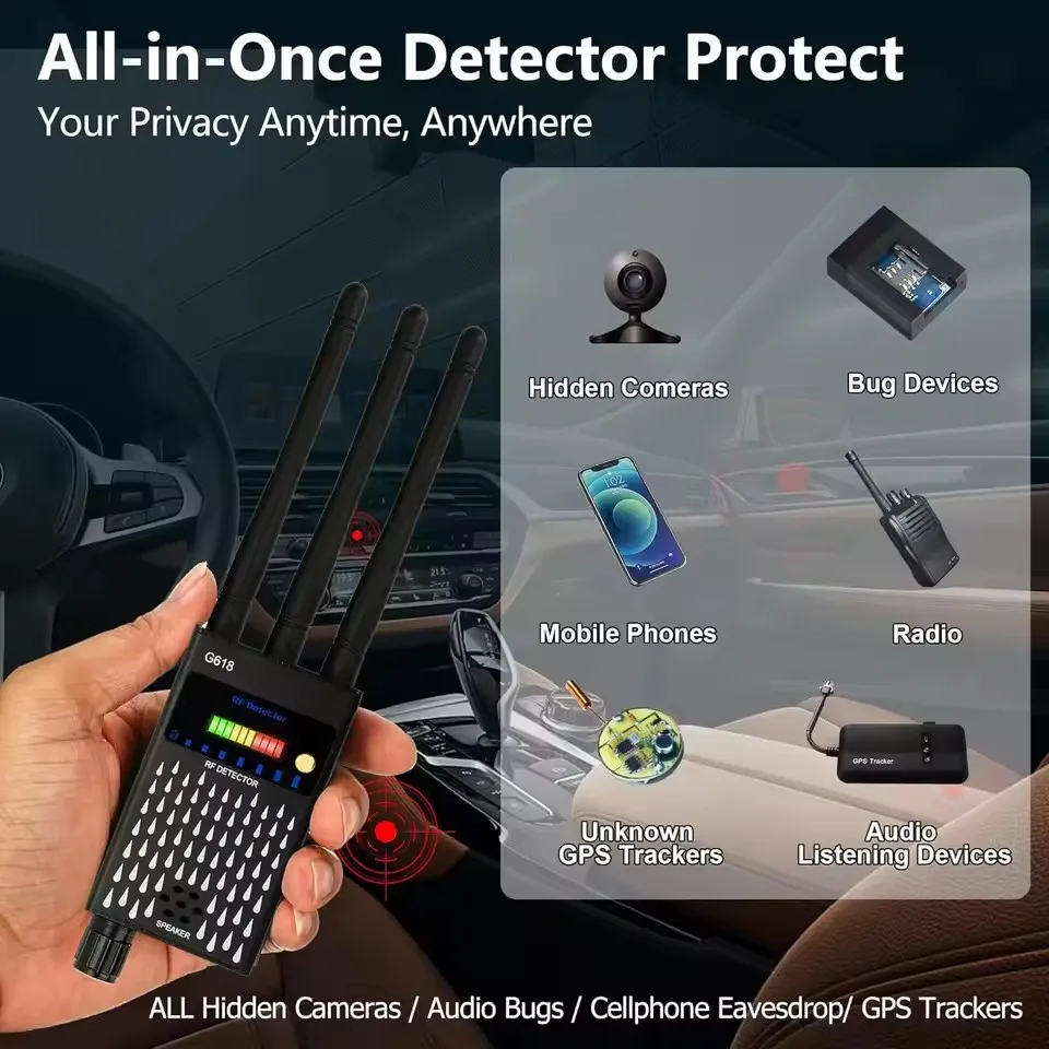 Anti Spy Hidden Camera RF Detector bug Finder GPS Tracker 4G 5G Mobile Signal WiFi bluetooth Scanner Find Out Spy Gadgets Detect