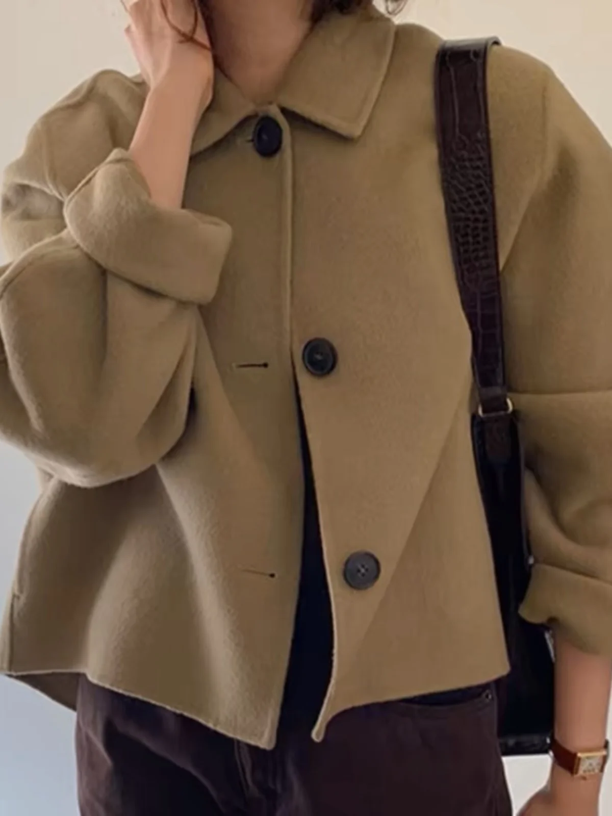 

Новое поступление: Женское шерстяное пальто-пузырь свободного кроя с винтажным воротником, повседневное, зимнее, в корейском стиле