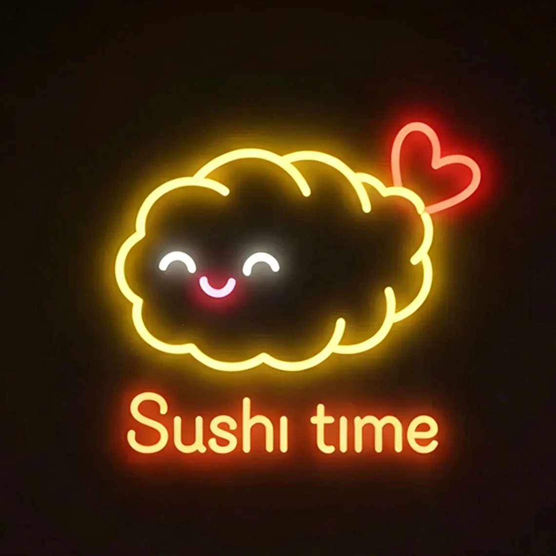 Sushi Time Neon Sign with Shrimp,Sushi Wall Art,Sushi Counter/Restaurant Decor,Gift for Japanese Eatery Owners/Chefs/Food Lover