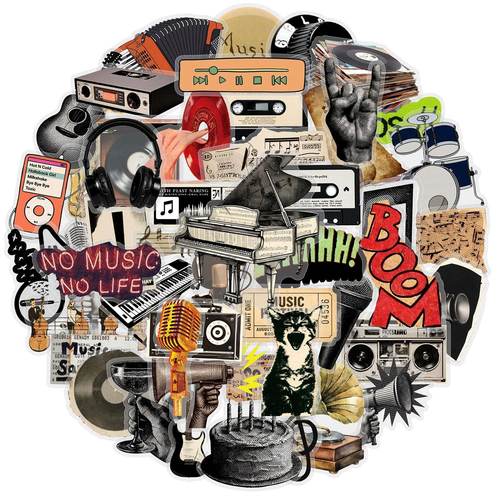 50 Stück Rock Band Y2K Musik Punk Aufkleber Graffiti DIY Gitarre Motorrad Skateboard Laptop Fahrrad Wasserdichte Aufkleber Spielzeug Geschenk