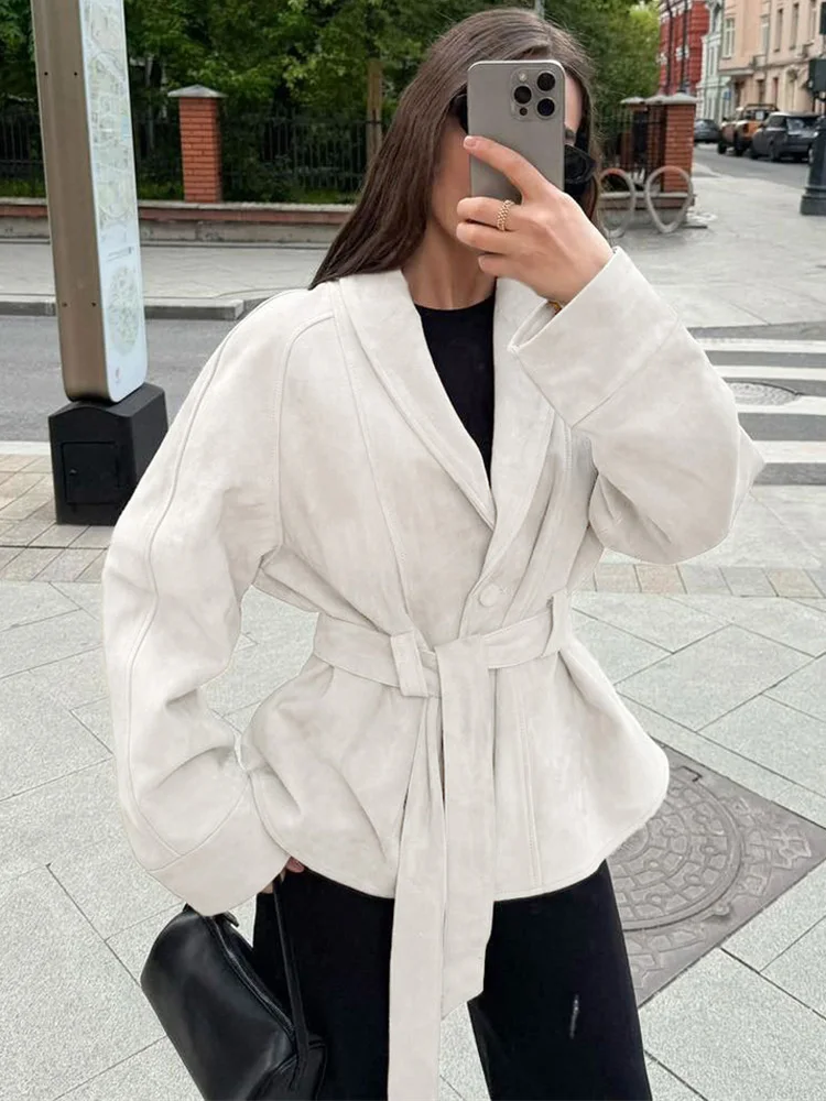 Tossy Winter Lace-Up Casual Jackets Coat Female Long Sleeve Loose Patchwork Commute Luxury Overcoat Women's Bandage Jackets New