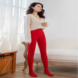 2023  Women Winter Thickened Red Velvet Pantyhose New Wedding Big Leggings Foot Bottoms Wear Warm And Thin Autumn Festive