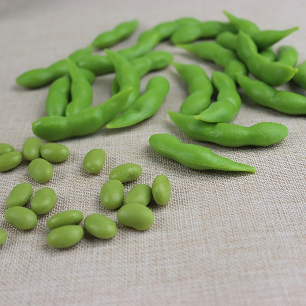 Realistic Artificial Green Bean Model Fake Snap Pea Ornament Home Decoration Lifelike Faux Vegetable Display Kitchen Prop