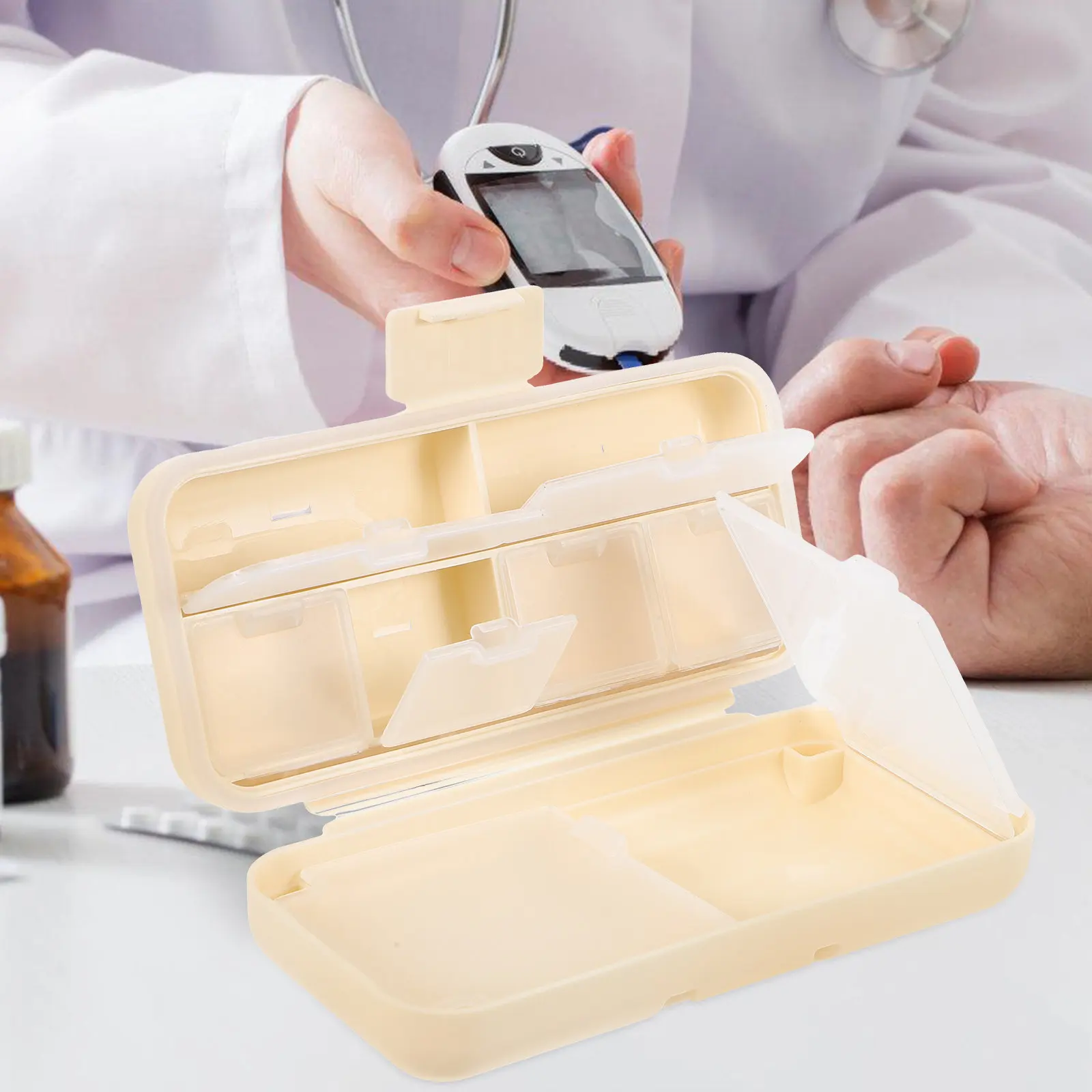 

Small Portable Medication Organizer Pill Dispenser Travel Pill Holder Case White Compact Travel Medicine Organizer Small Pills