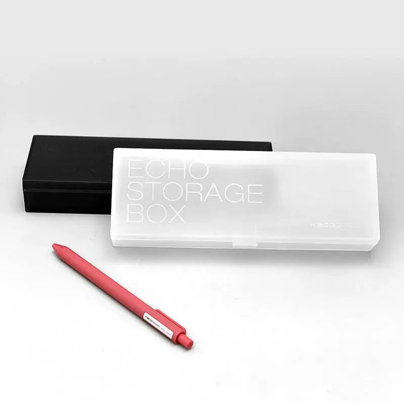 KACO ECHO Pencil Case Frosted Translucent PP Storage Box White/Black Candy Color Multi-Function Stationery Kids\' Items Organizer