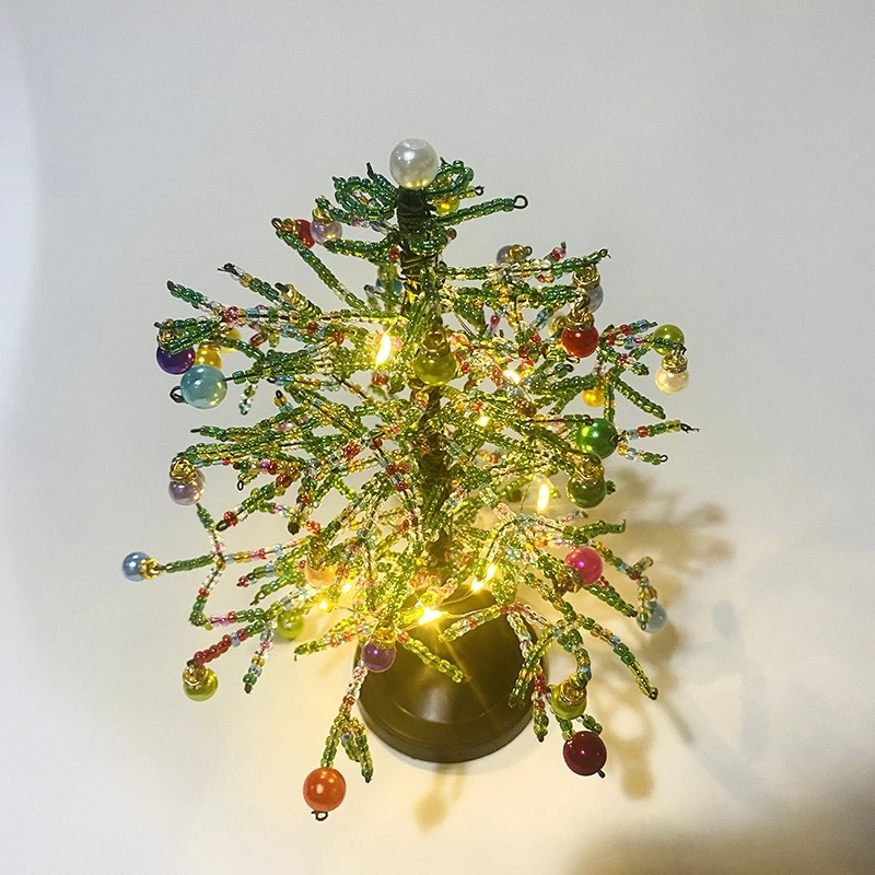Handgefertigtes DIY-Set zur Herstellung eines Weihnachtsbaums mit Perlen, Mini-Weihnachtsbaum mit Kristallperlen, Tischdeko, Weihnachts-DIY-Bastelbedarf, Kreativ – Detail 3
