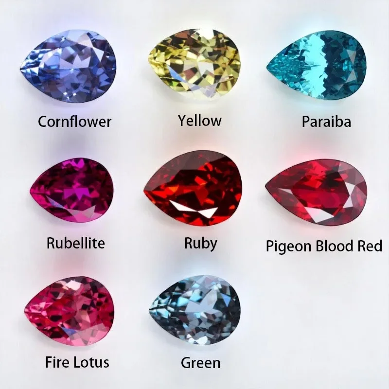 Lab Grown Sapphire Pear Shape Multiple Colors To Choose From DIY Charms Advanced Jewelry Making Materials with Certificate