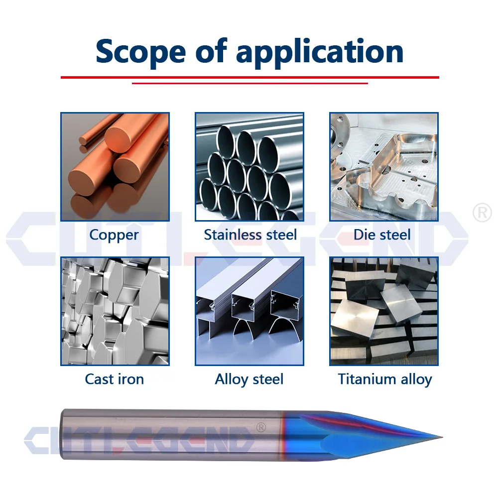 HRC65 Chamfer Milling Cutter Nano Blue Coating Carbide 3-12mm diameter 30 Degree Chamfering Mill Deburring Edges V Grove Router