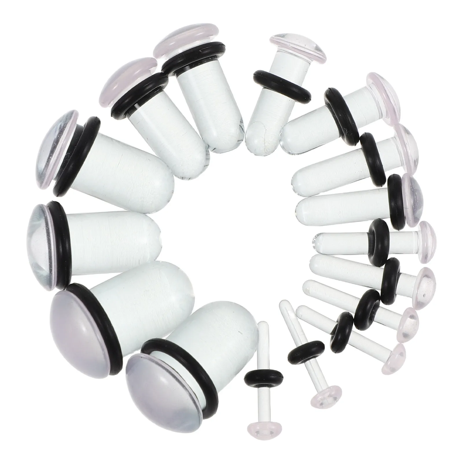 16pcs Glass Ear Expander Gauges Plugs Body Piercing Jewelry Ear Gauges Gradual Sizing Tunnels Plugs for Safe Lobe Expansion