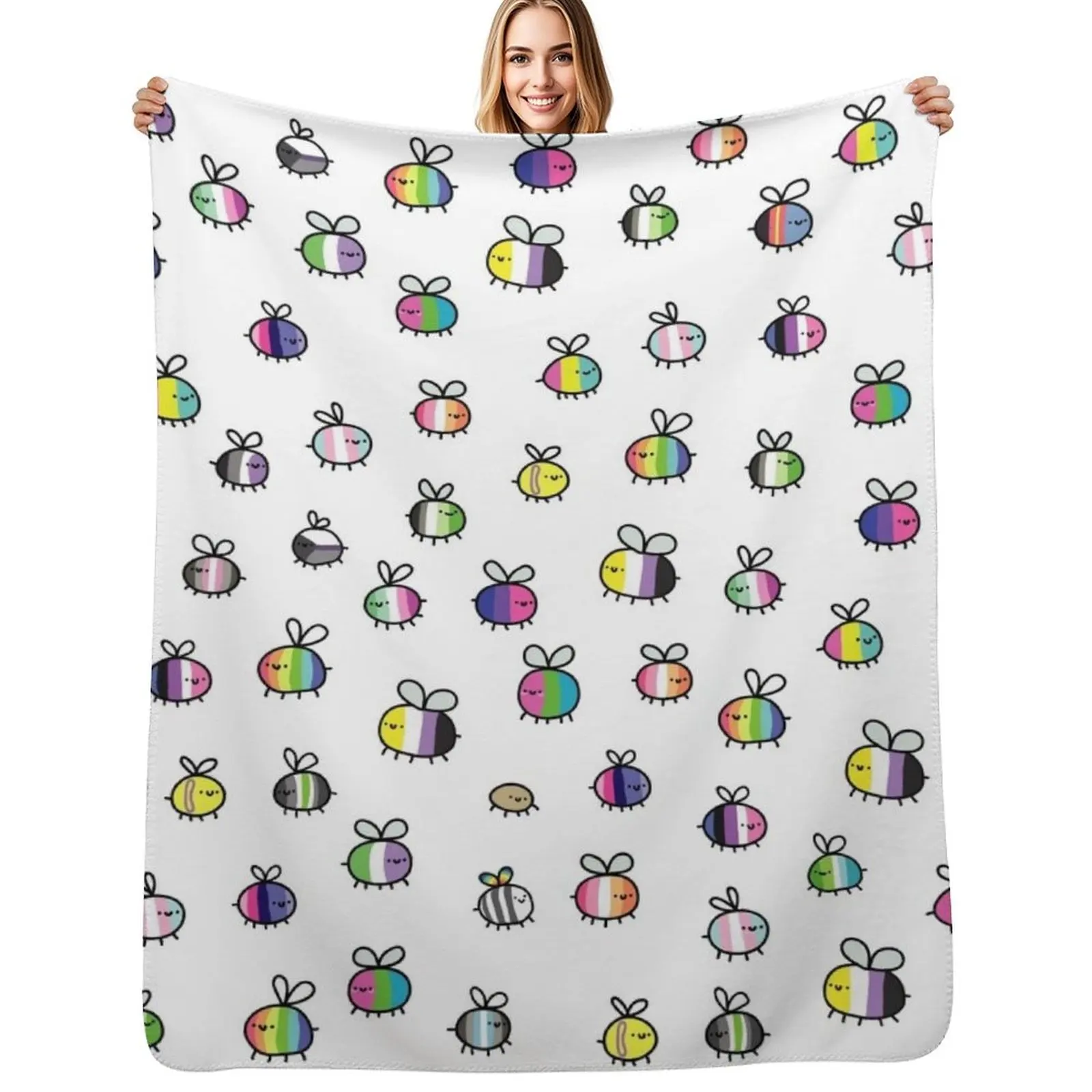 bees Throw Blanket Soft Beds for sofa Luxury Thicken Plaid Cute Sofa Throw Blankets