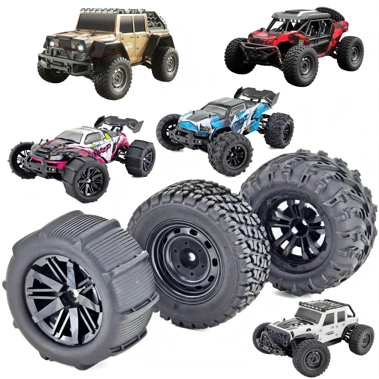 Tires for RC Car 1/14 1/16 RC Car Tires Wheel 4PCS 12mm Hex SCY 16101/2/3 MJX 16208/9 14209 JJRC Q130 C8805 HBX Wltoys Car Tires