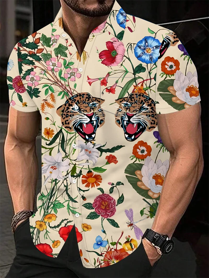 

Men's Tiger Shirt 3D Printed fashion animal pattern Short Sleeved tops vintage casual Men's Clothing Loose Hawaiian Shirts 2026