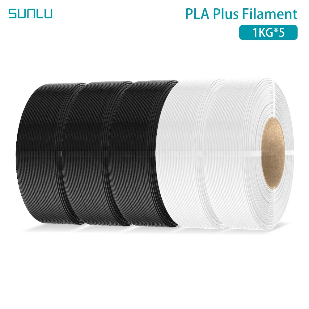 SUNLU PLA PLUS 5KG 3D-Drucker Filament Nachfüllpackung PLA+ 1,75mm 1KG, Wiederverwendbare Spulen Kompatibel mit Bambu Lab A1 Drucker