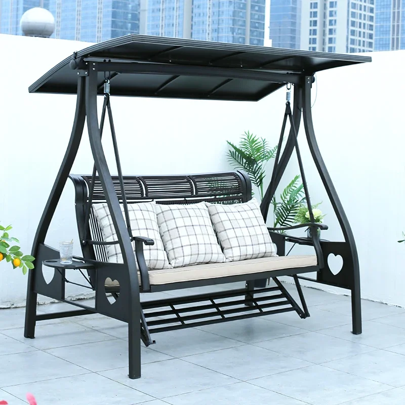 Outdoor swing balcony hanging chair wrought iron double courtyard hanging basket