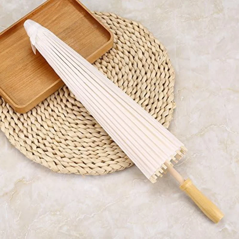 60/84cm Wedding Paper Umbrellas Chinese Wooden handle  White Umbrella DIY Photography Props For Baby Shower Party  Decoration